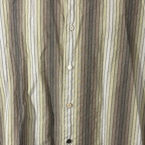 Ben Sherman Textured Button Front Dress Shirt Retro Vibe Brown Stripes Size XL - Picture 5 of 12